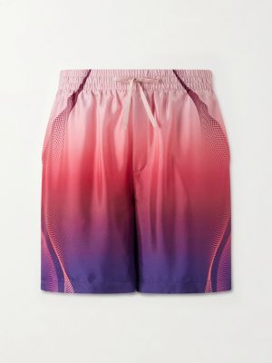 Straight-Leg Printed Dégradé Silk-Twill Drawstring Shorts