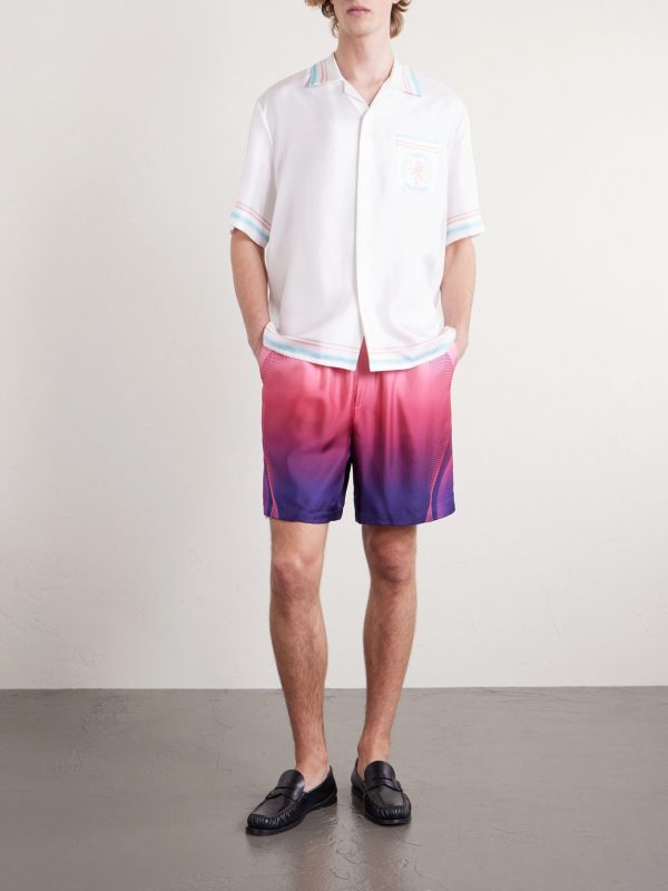 Straight-Leg Printed Dégradé Silk-Twill Drawstring Shorts - OU Straight-Leg Printed Dégradé Silk-Twill Drawstring Shorts - OU