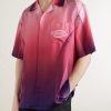 Aubergine Gradient Convertible-Collar Printed Silk-Twill Shirt - FR Aubergine Gradient Convertible-Collar Printed Silk-Twill Shirt - FR