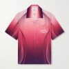 Aubergine Gradient Convertible-Collar Printed Silk-Twill Shirt Aubergine Gradient Convertible-Collar Printed Silk-Twill Shirt