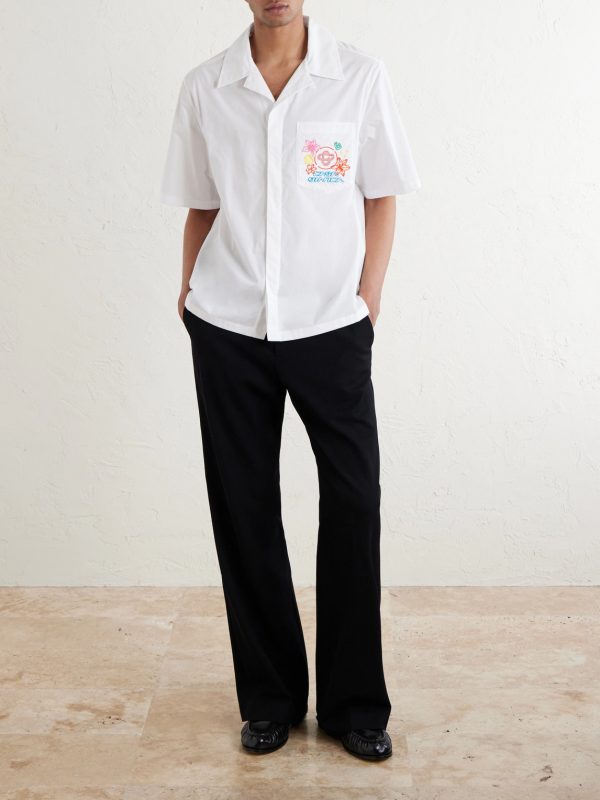 Collage D'Icones Graphiques Logo-Embroidered Cotton Shirt - OU Collage D'Icones Graphiques Logo-Embroidered Cotton Shirt - OU