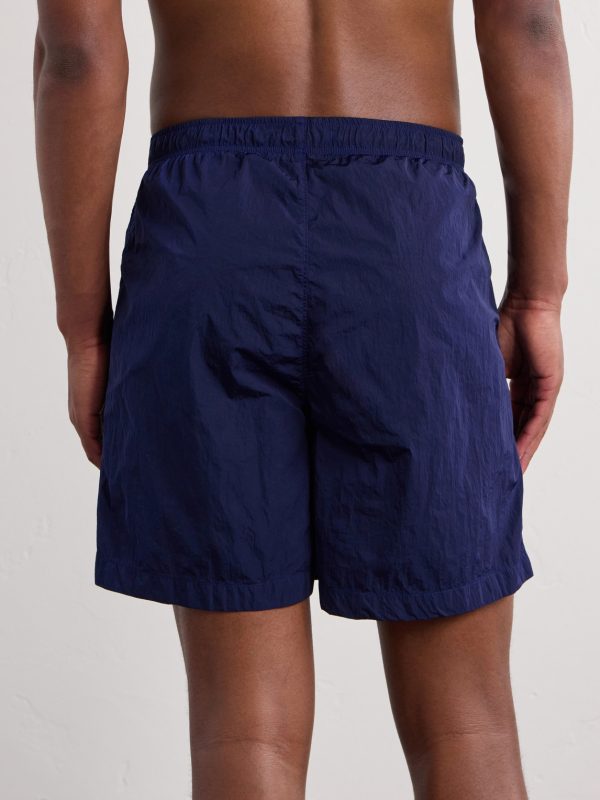Straight-Leg Mid-Length Garment-Dyed Swim Shorts - BK Straight-Leg Mid-Length Garment-Dyed Swim Shorts - BK