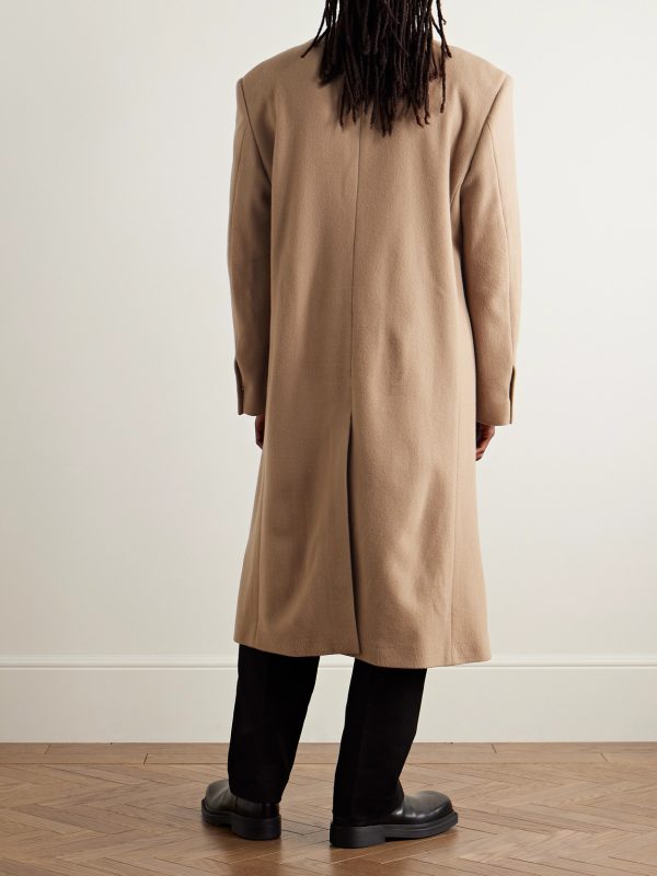 Oversized Double-Breasted Distressed Wool-Felt Coat - BK Oversized Double-Breasted Distressed Wool-Felt Coat - BK
