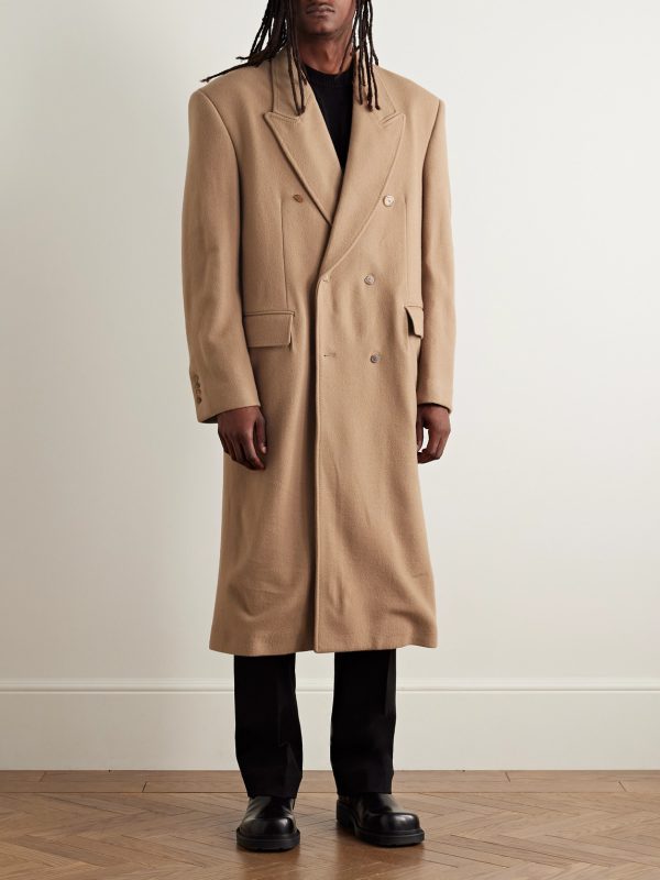 Oversized Double-Breasted Distressed Wool-Felt Coat - FR Oversized Double-Breasted Distressed Wool-Felt Coat - FR
