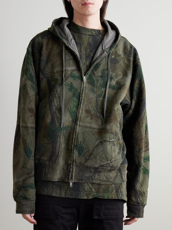 Logo-Embroidered Printed Cotton-Jersey Hoodie - FR Logo-Embroidered Printed Cotton-Jersey Hoodie - FR