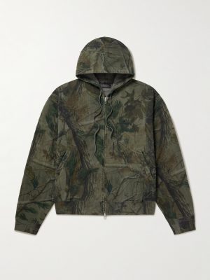Logo-Embroidered Printed Cotton-Jersey Hoodie Logo-Embroidered Printed Cotton-Jersey Hoodie