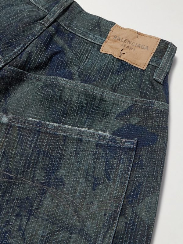 Wide-Leg Distressed Camouflage-Print Jeans - CU Wide-Leg Distressed Camouflage-Print Jeans - CU