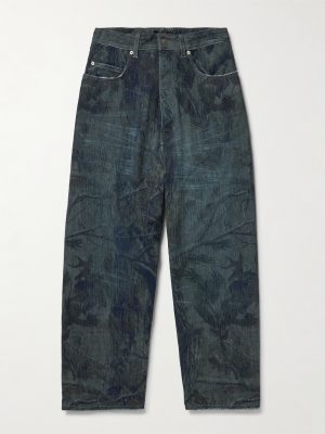 Wide-Leg Distressed Camouflage-Print Jeans Wide-Leg Distressed Camouflage-Print Jeans
