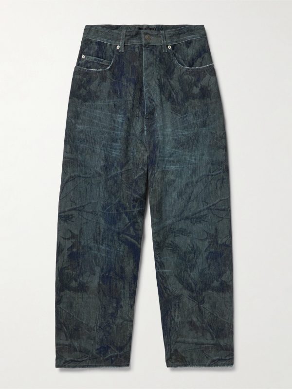 Wide-Leg Distressed Camouflage-Print Jeans Wide-Leg Distressed Camouflage-Print Jeans