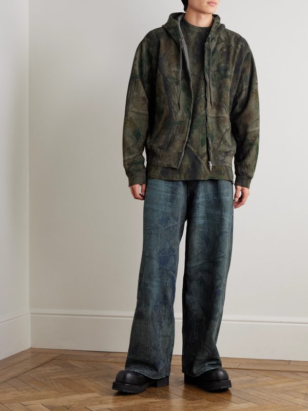 Wide-Leg Distressed Camouflage-Print Jeans - OU Wide-Leg Distressed Camouflage-Print Jeans - OU