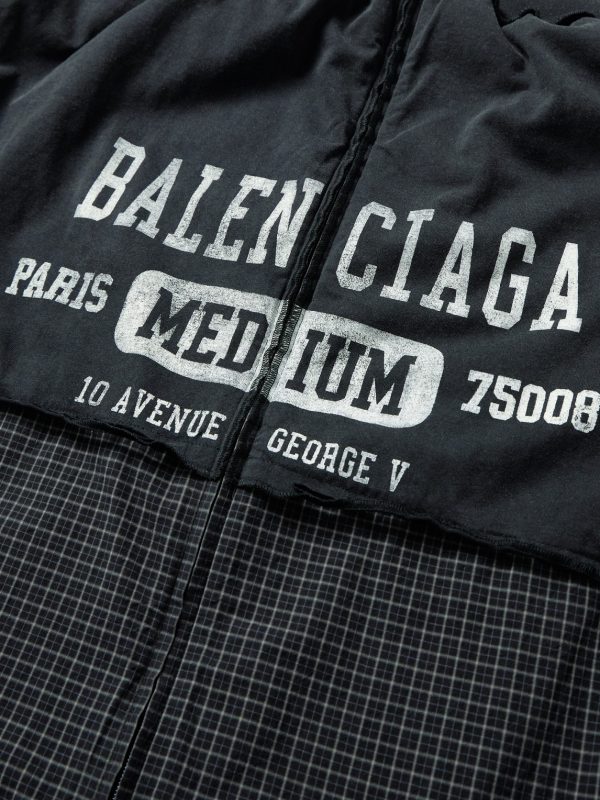 Distressed Logo-Print Checked Cotton-Twill and Jersey Hooded Jacket - E1 Distressed Logo-Print Checked Cotton-Twill and Jersey Hooded Jacket - E1