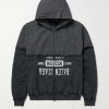 Distressed Logo-Print Checked Cotton-Twill and Jersey Hooded Jacket Distressed Logo-Print Checked Cotton-Twill and Jersey Hooded Jacket