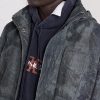 Logo-Embroidered Distressed Printed Denim Hooded Jacket - CU Logo-Embroidered Distressed Printed Denim Hooded Jacket - CU