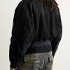 Distressed Denim Bomber Jacket - BK