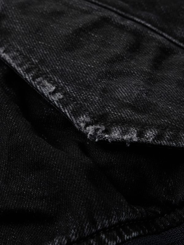 Distressed Denim Bomber Jacket - CU