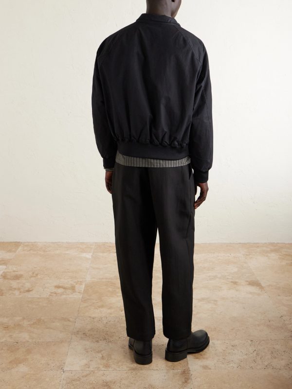 Tuck Cropped Tapered Pleated Cotton-Twill Trousers - BK Tuck Cropped Tapered Pleated Cotton-Twill Trousers - BK