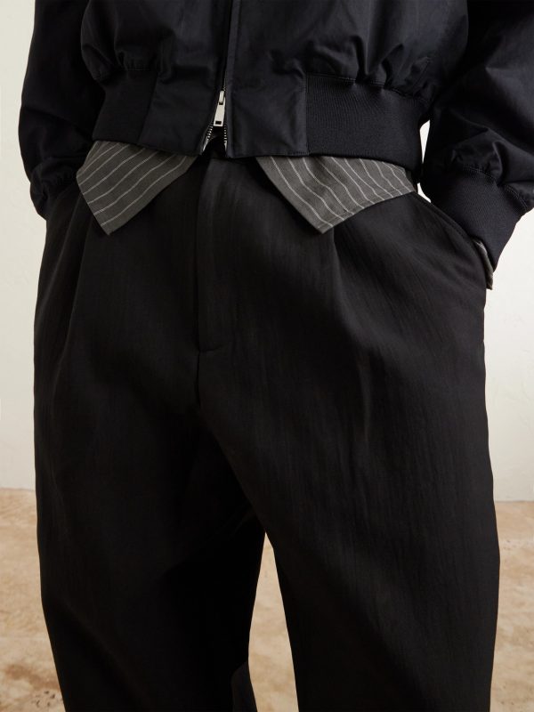 Tuck Cropped Tapered Pleated Cotton-Twill Trousers - CU Tuck Cropped Tapered Pleated Cotton-Twill Trousers - CU