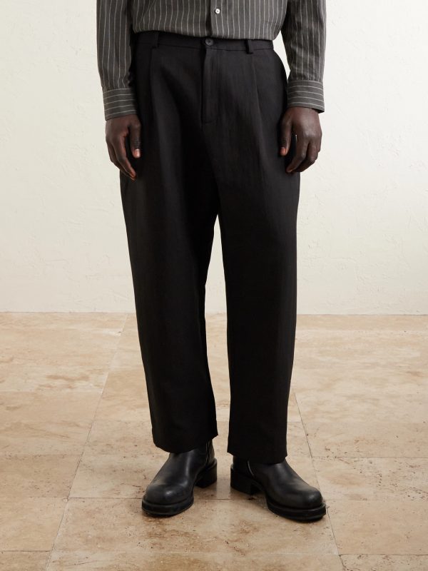 Tuck Cropped Tapered Pleated Cotton-Twill Trousers - FR Tuck Cropped Tapered Pleated Cotton-Twill Trousers - FR