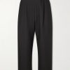 Tuck Cropped Tapered Pleated Cotton-Twill Trousers Tuck Cropped Tapered Pleated Cotton-Twill Trousers