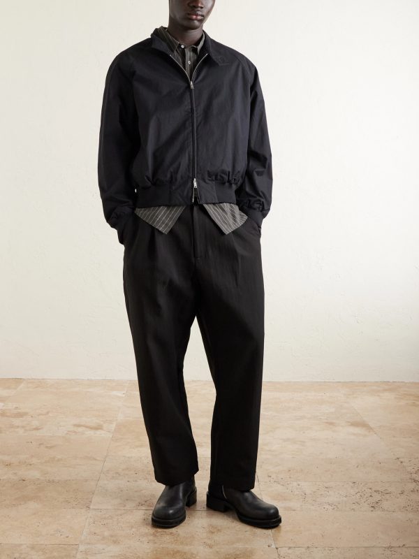 Tuck Cropped Tapered Pleated Cotton-Twill Trousers - OU Tuck Cropped Tapered Pleated Cotton-Twill Trousers - OU