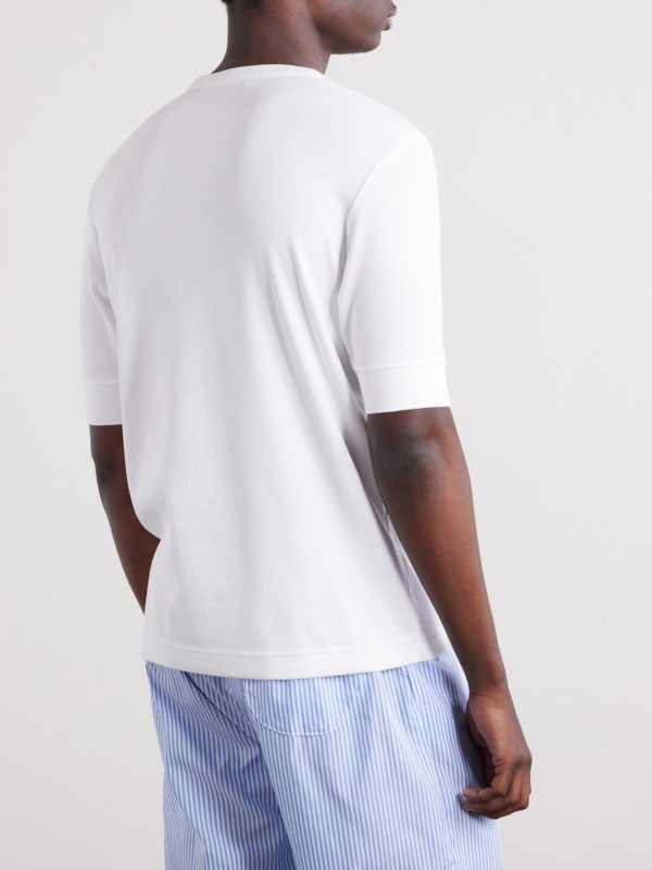 Ribbed Lyocell and Cotton-Blend T-Shirt - BK