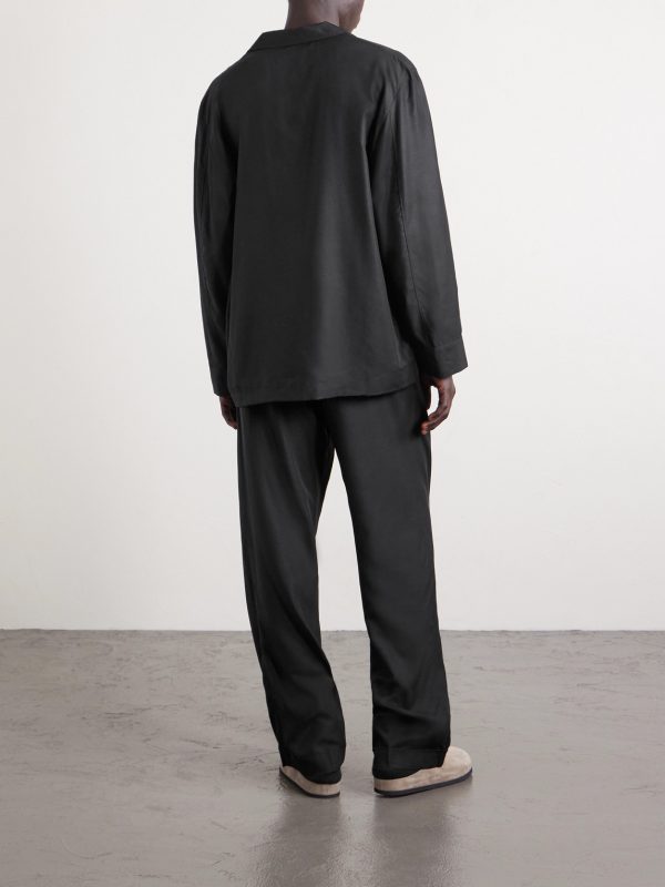 Camp-Collar Lyocell Pyjama Shirt - BK