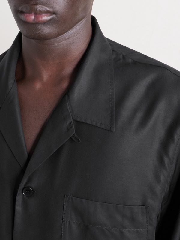 Camp-Collar Lyocell Pyjama Shirt - CU
