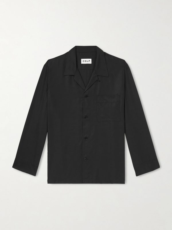 Camp-Collar Lyocell Pyjama Shirt