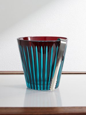 Prism Glass and Silver-Tone Ice Bucket Prism Glass and Silver-Tone Ice Bucket