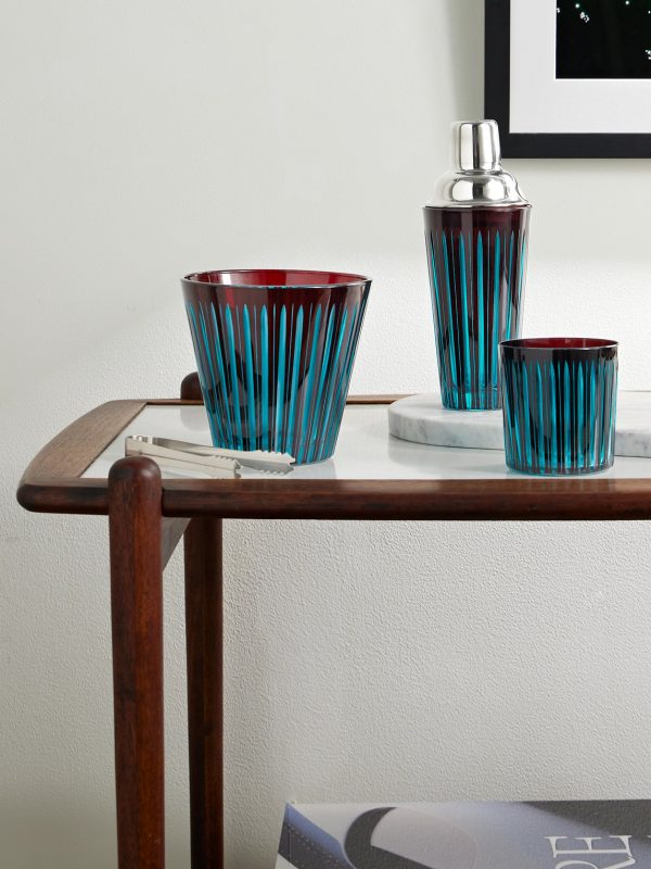 Prism Glass and Silver-Tone Ice Bucket - OU Prism Glass and Silver-Tone Ice Bucket - OU
