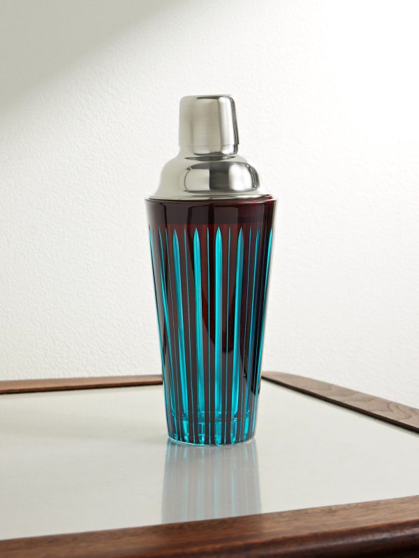 Prism Glass and Silver-Tone Cocktail Shaker Prism Glass and Silver-Tone Cocktail Shaker