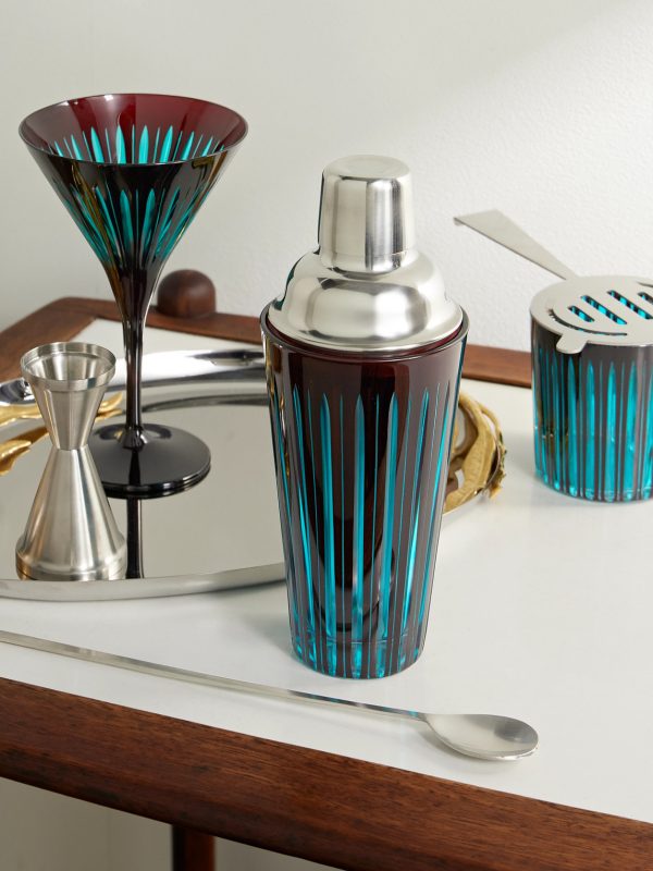 Prism Glass and Silver-Tone Cocktail Shaker - OU Prism Glass and Silver-Tone Cocktail Shaker - OU