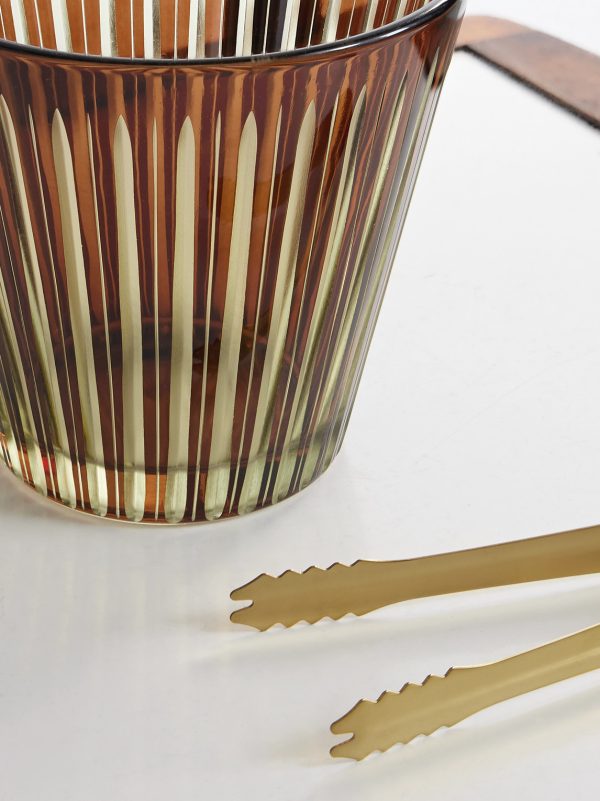 Prism Glass and Gold-Tone Ice Bucket - CU