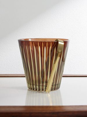 Prism Glass and Gold-Tone Ice Bucket