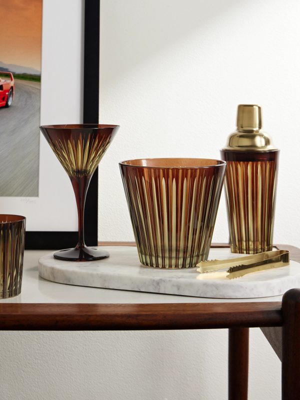 Prism Glass and Gold-Tone Ice Bucket - OU