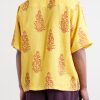 Camp-Collar Printed Linen Shirt - BK