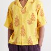 Camp-Collar Printed Linen Shirt - FR