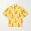 Camp-Collar Printed Linen Shirt