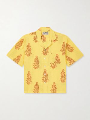 Camp-Collar Printed Linen Shirt Camp-Collar Printed Linen Shirt