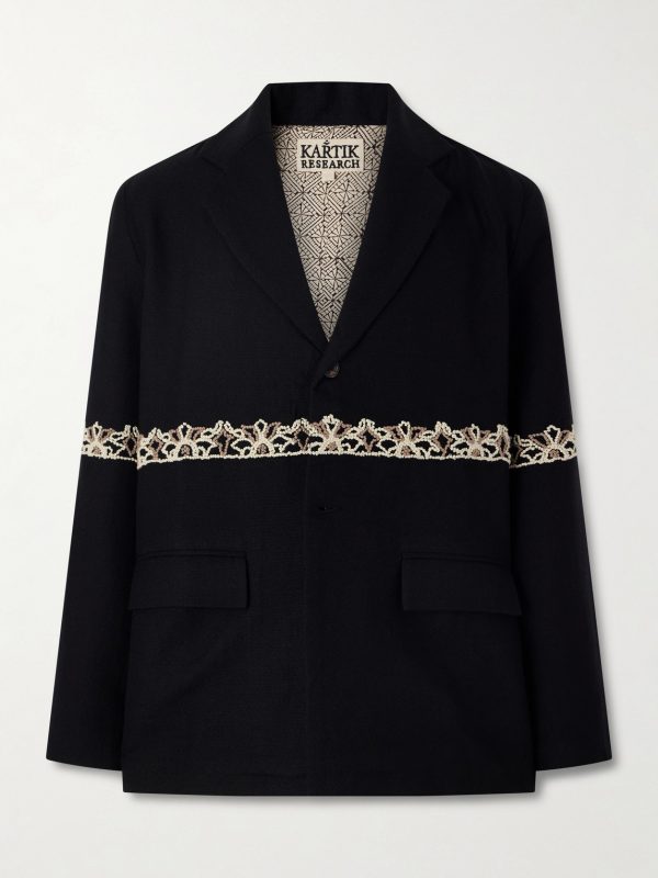 Embroidered Wool Blazer