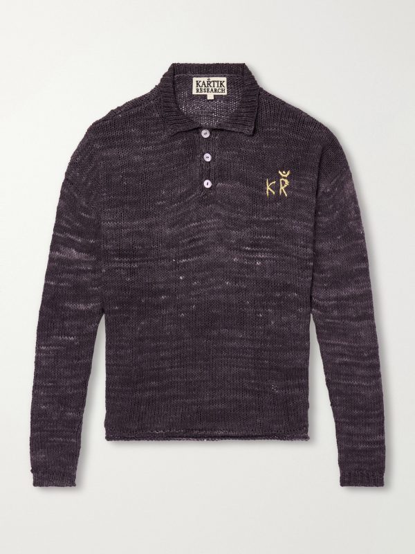 Eri Logo-Embroidered Knitted Silk Polo Shirt Eri Logo-Embroidered Knitted Silk Polo Shirt