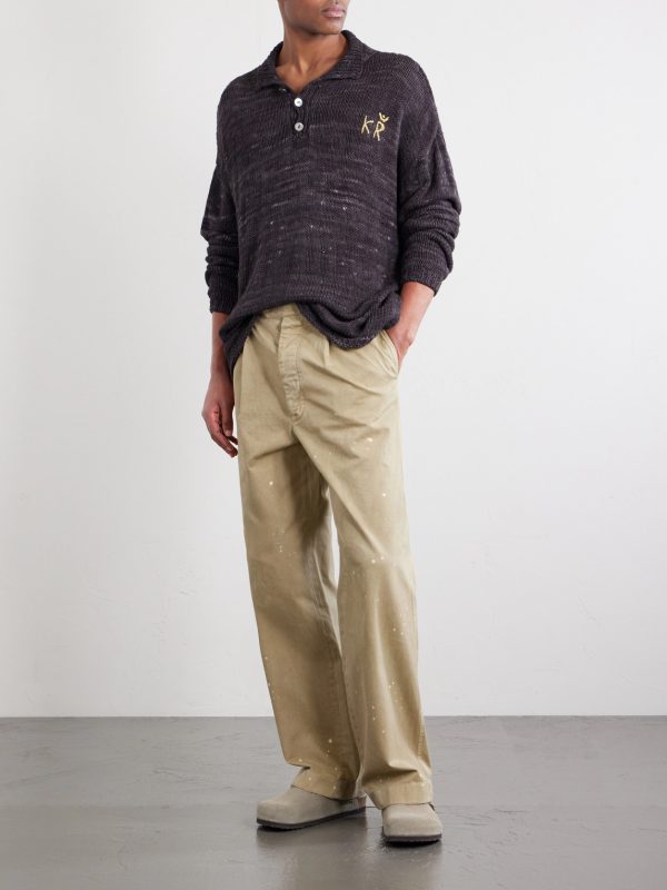 Eri Logo-Embroidered Knitted Silk Polo Shirt - OU Eri Logo-Embroidered Knitted Silk Polo Shirt - OU
