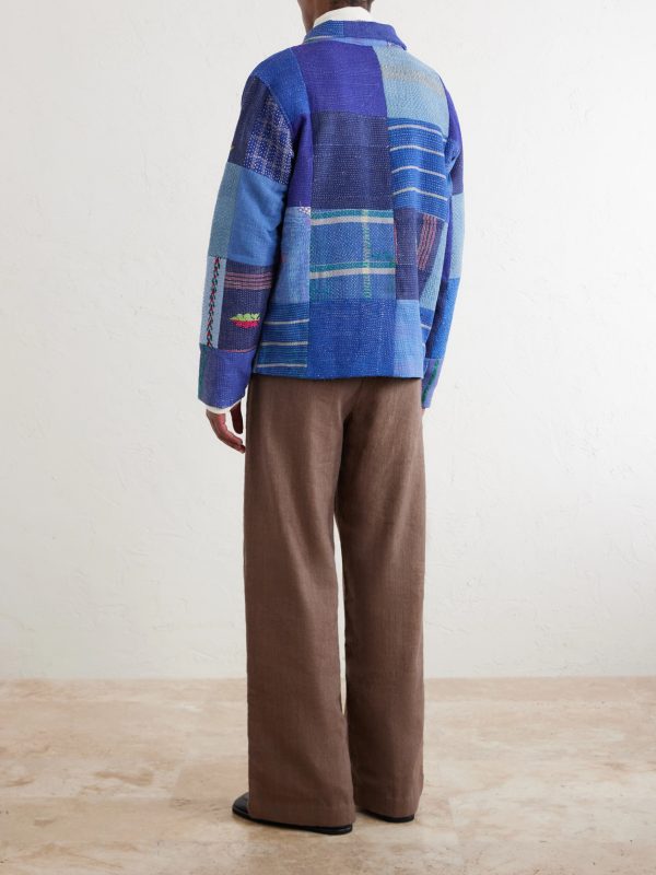 Kantha Patchwork Embroidered Cotton Jacket - BK Kantha Patchwork Embroidered Cotton Jacket - BK
