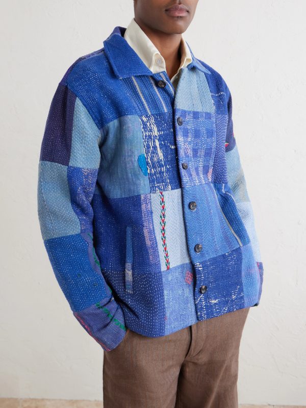 Kantha Patchwork Embroidered Cotton Jacket - FR Kantha Patchwork Embroidered Cotton Jacket - FR