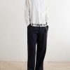 Straight-Leg Pleated Embroidered Wool Trousers - OU