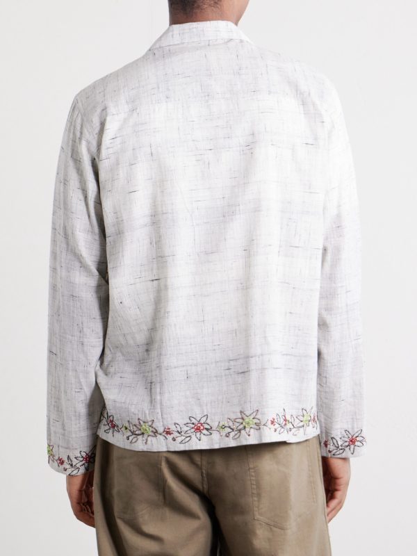 Camp-Collar Bead-Embellished Embroidered Cotton-Voile Shirt - BK Camp-Collar Bead-Embellished Embroidered Cotton-Voile Shirt - BK