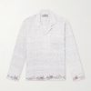 Camp-Collar Bead-Embellished Embroidered Cotton-Voile Shirt Camp-Collar Bead-Embellished Embroidered Cotton-Voile Shirt