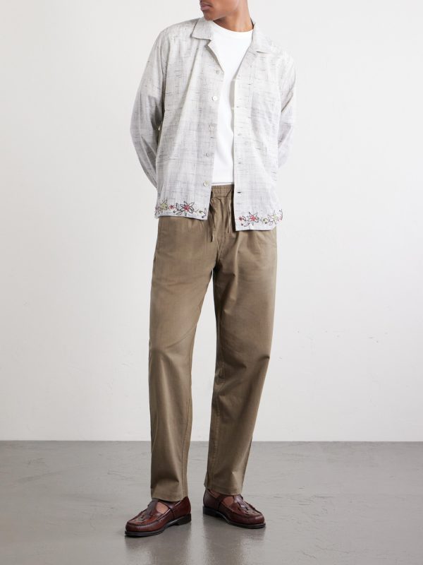 Camp-Collar Bead-Embellished Embroidered Cotton-Voile Shirt - OU Camp-Collar Bead-Embellished Embroidered Cotton-Voile Shirt - OU