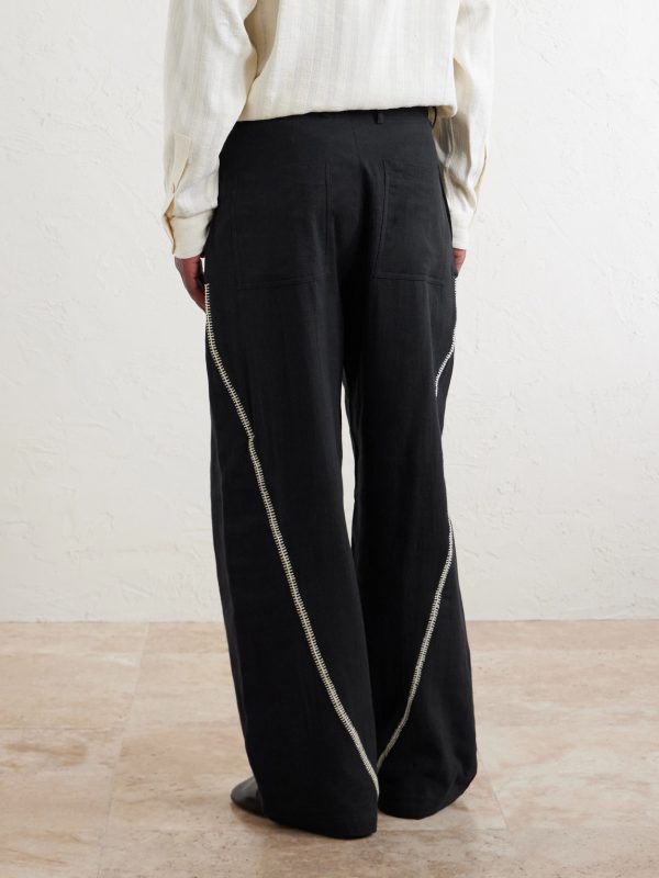 Rabari Sultan Straight-Leg Embroidered Cotton Trousers - BK