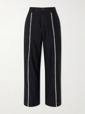 Rabari Sultan Straight-Leg Embroidered Cotton Trousers